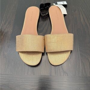 Banana Republic Metallic Gold Slide Sandals